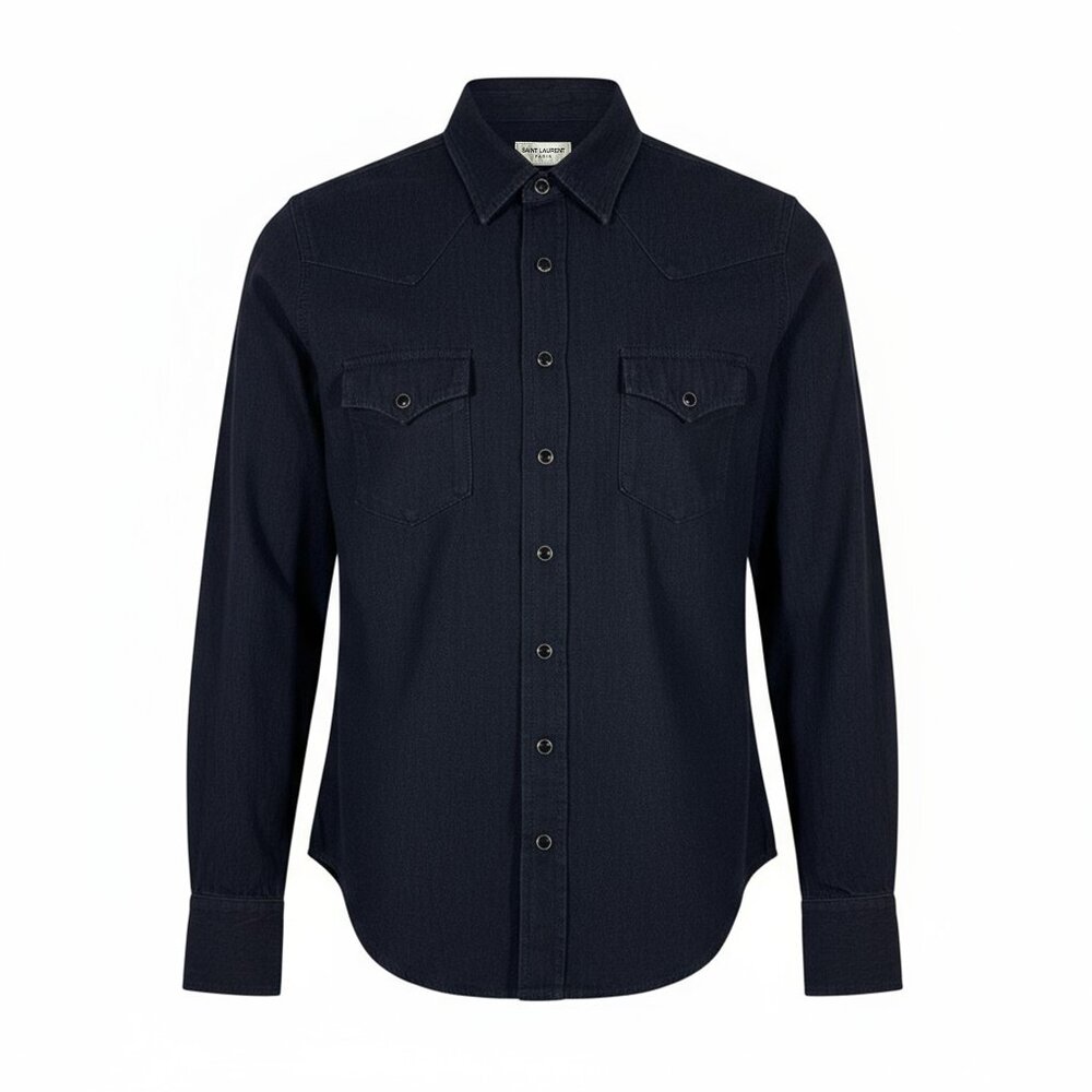 Saint Laurent Western Shirt Black Rinse Denim Size M